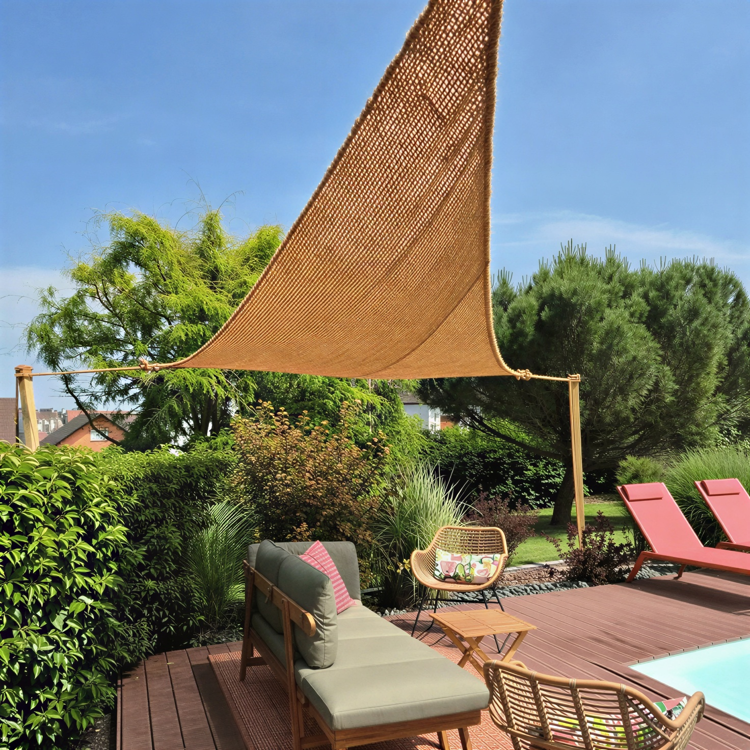 Voile d’Ombrage Fibre De Coco Naturel triangle